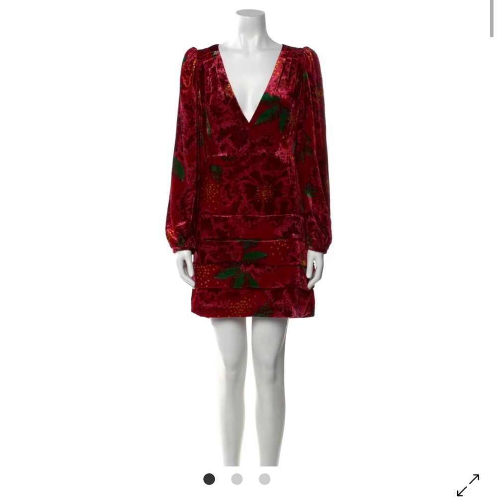 FARM Rio Red Sheath Dress with Bishop Sleeves